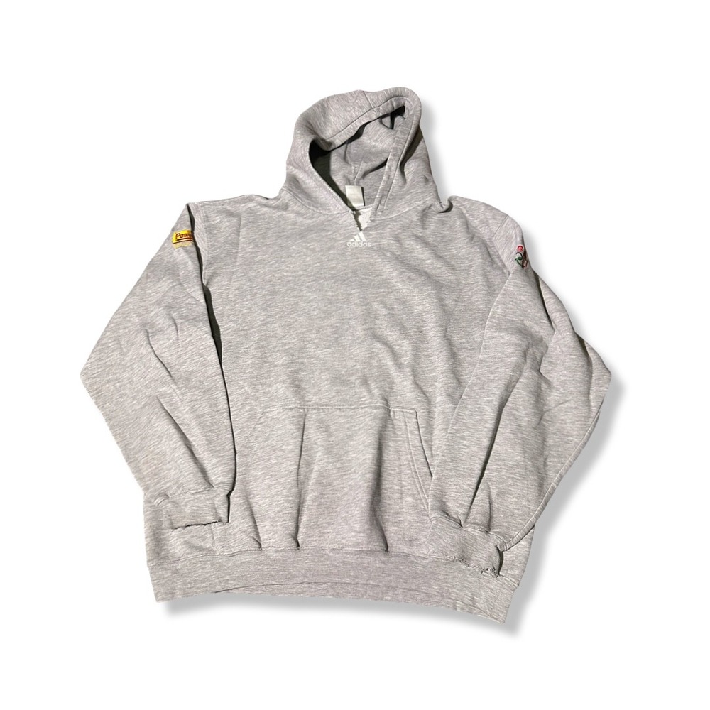 Adidas Hoodie Mens XL Gray Excellent Vintage Olympic Pullover Embroidered Logo